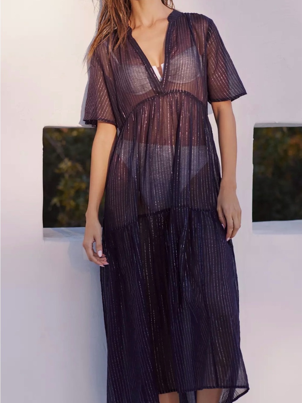Celandine Kallie Cotton Gauze Lurex Midi Dress